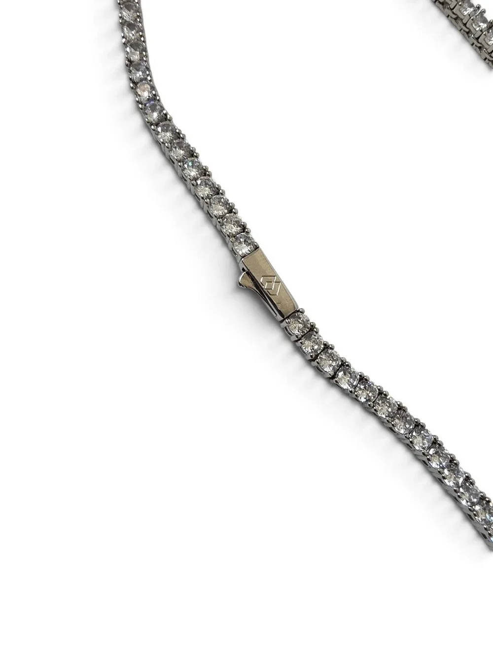 Imperium 3mm Rhinestone Tennis Necklace Chain Silver Sparkle Necklace